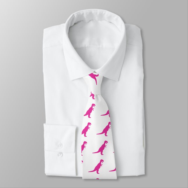Dinosaur Pink Neck Tie (Tied)