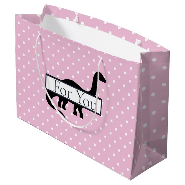 Dinosaur Pink Poker Pattern Large Gift Bag (Back Angled)