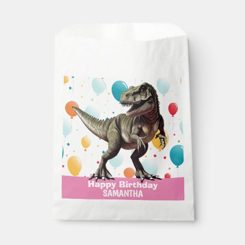 Dinosaur Pink  T Rex Favor Bag