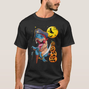 Dinosaur Pirate Men Boys Kids Halloween T Rex Dino T-Shirt