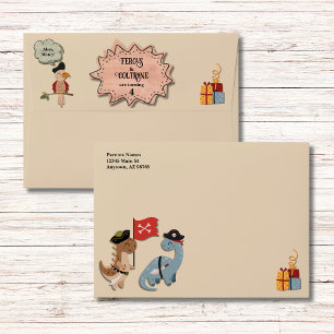 Dinosaur Pirate Twin Boys Birthday Party Custom Envelope