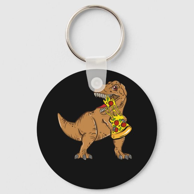 Dinosaur Pizza Slice Lover Keychain (Front)