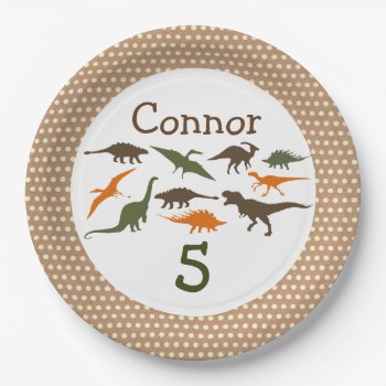 Dinosaur Plate  Personalized Paper Plates by PrinterFairy at Zazzle