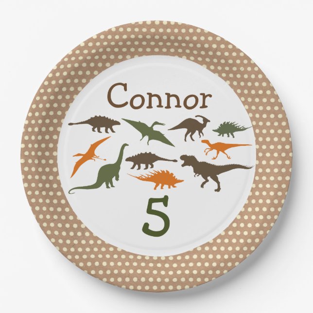 Dinosaur Plate, Personalized Paper Plates (Front)