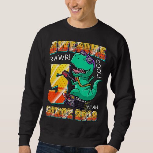 Dinosaur Play Guitar Awesome Since 2018 Rex 5th B  Sweatshirt