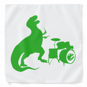 Dinosaur playing drums - Choose background color Bandana