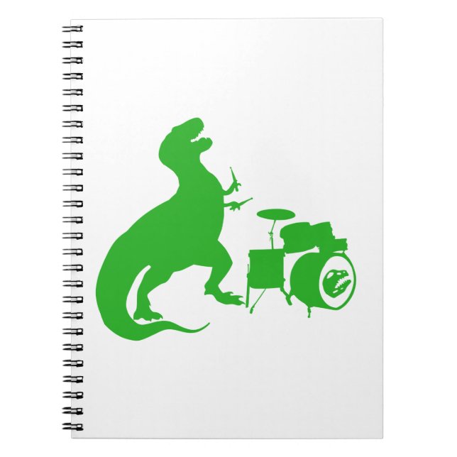 Dinosaur playing drums - Choose background color Notebook (Front)
