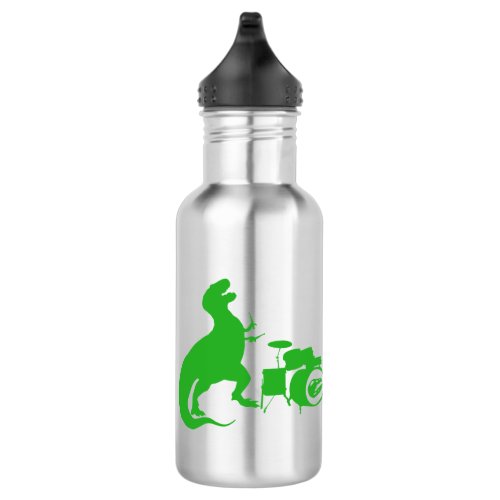 Dinosaur playing drums _ Choose background color Stainless Steel Water Bottle