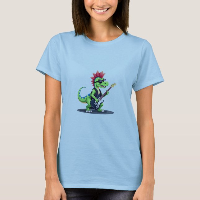 Dinosaur playing electric guitar T-Shirt (Front)