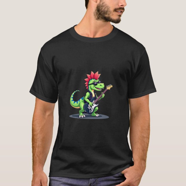 Dinosaur playing electric guitar T-Shirt (Front)