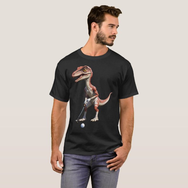 dinosaur playing golf dinosaur golf shirt (Front Full)