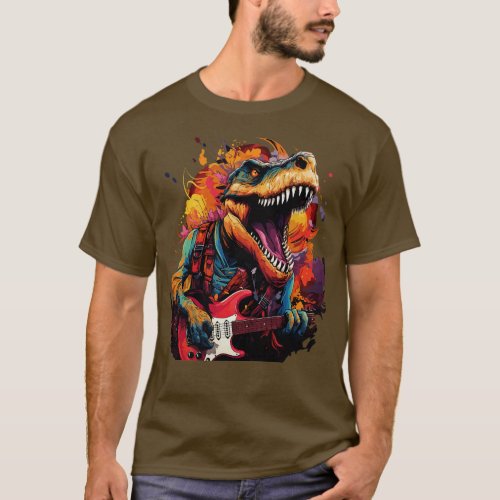 Dinosaur Playing Guitar T_Shirt
