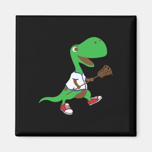 Dinosaur Playing Lacrosse Cool Dino Team Sport Gif Magnet