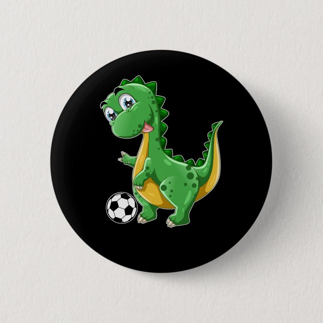 Dinosaur playing Soccer Dino Sports Button (Front)