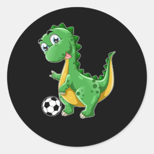 Dinosaur playing Soccer Dino Sports Classic Round Sticker