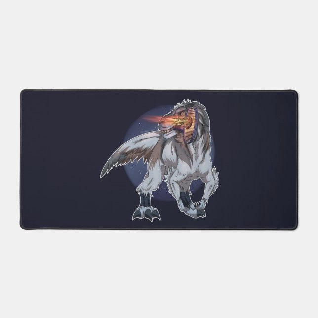 Dinosaur Playing Tennis Desk Mat (Front)