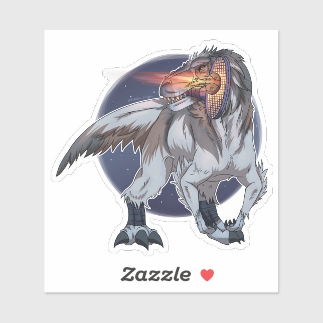 Dinosaur Playing Tennis Sticker (Sheet)
