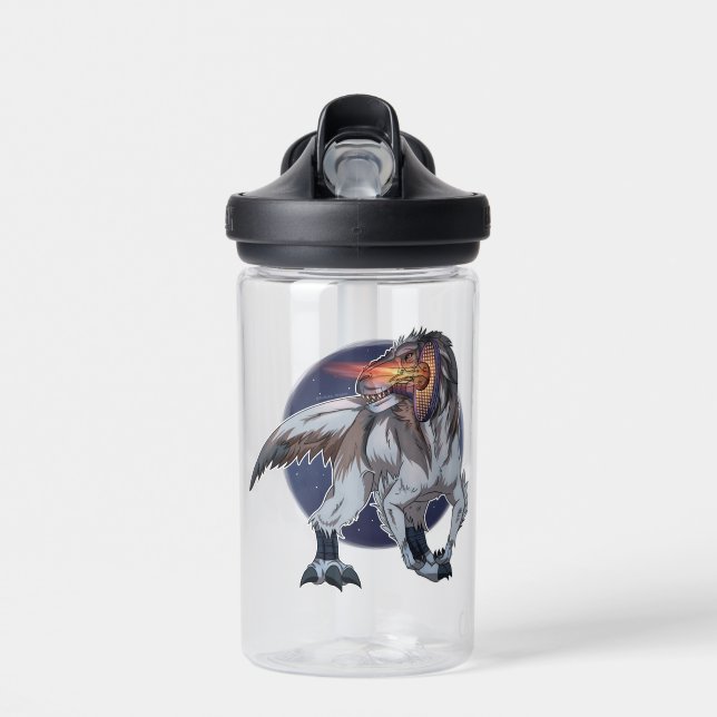 Dinosaur Playing Tennis Water Bottle (Front)