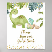 Dinosaur Please Sign our Guest Book Baby Shower | Zazzle