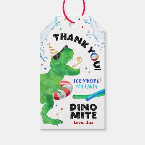Dinosaur Pool Party Birthday Favor Tags