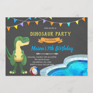 Dinosaur pool party invitation