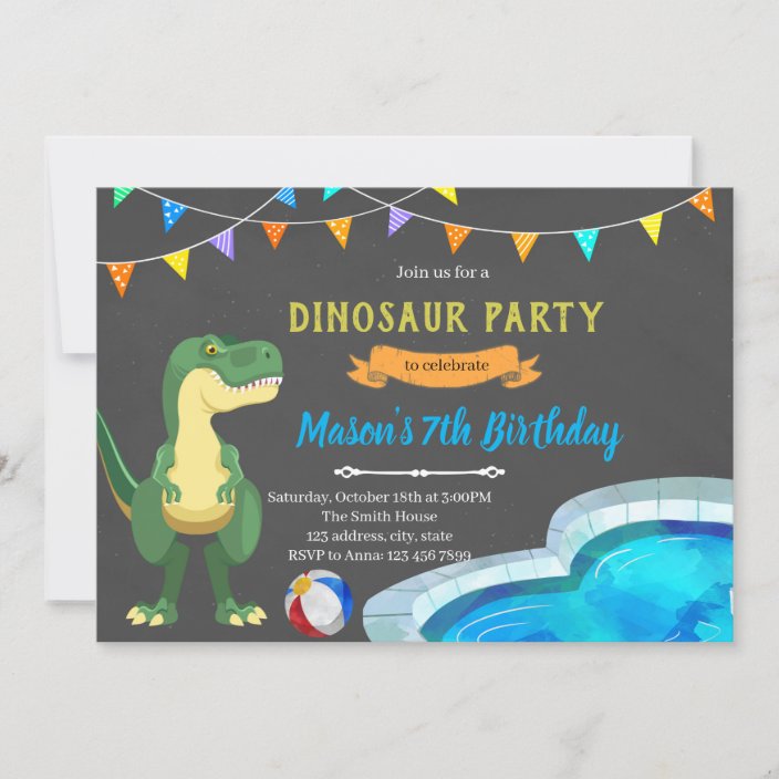 Dinosaur pool party invitation | Zazzle.com