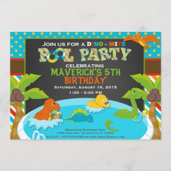 Dinosaur Pool Party Invitation - Birthday Party - by TiffsSweetDesigns at Zazzle