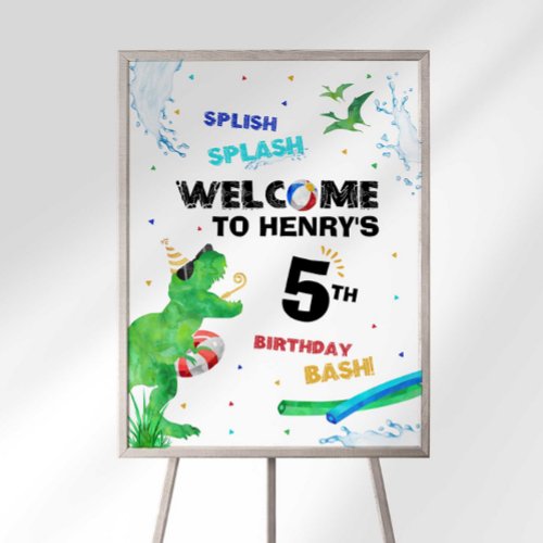 Dinosaur Pool Party Welcome Sign