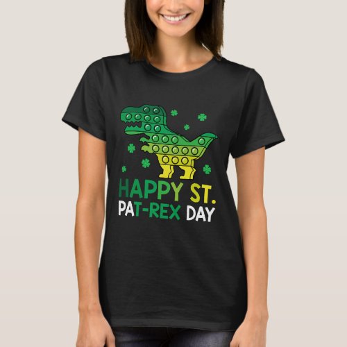 Dinosaur Popper Happy St Pat TRex St Patricks Day  T_Shirt