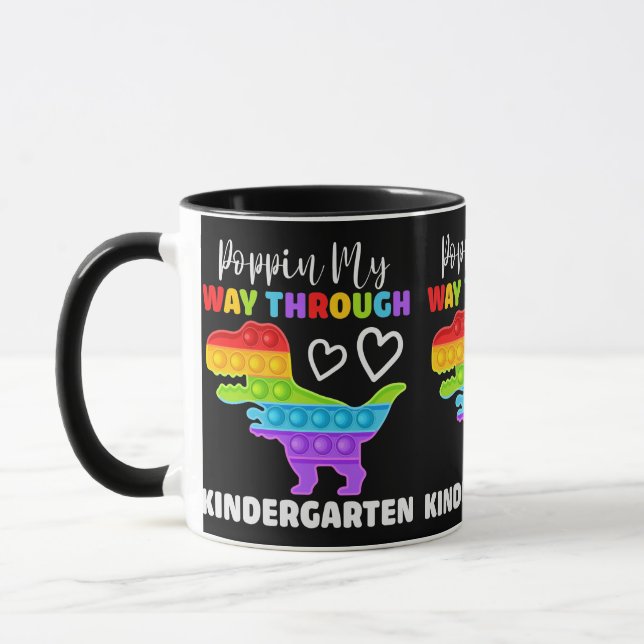 Dinosaur Poppin My Way Through Kindergarten Mug (Left)