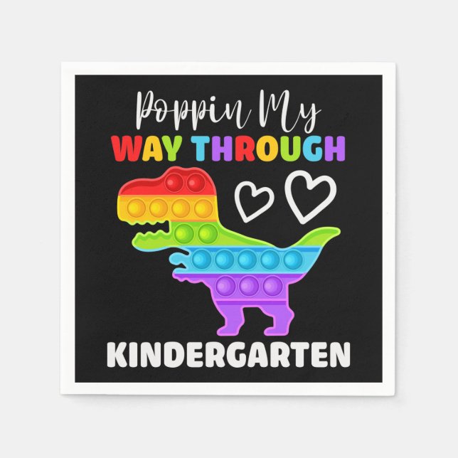 Dinosaur Poppin My Way Through Kindergarten Napkins (Front)