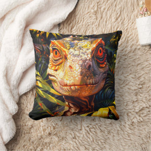 Dinosaur Portrait Bold Reptile Art Throw Pillow