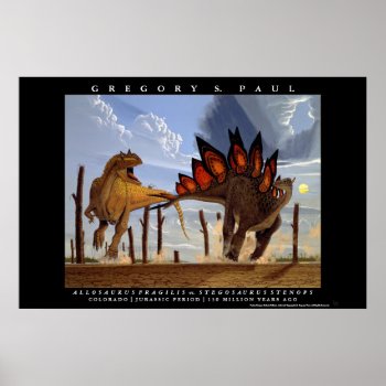 Dinosaur Poster Allosaurus Stegosaurus Greg Paul by Eonepoch at Zazzle