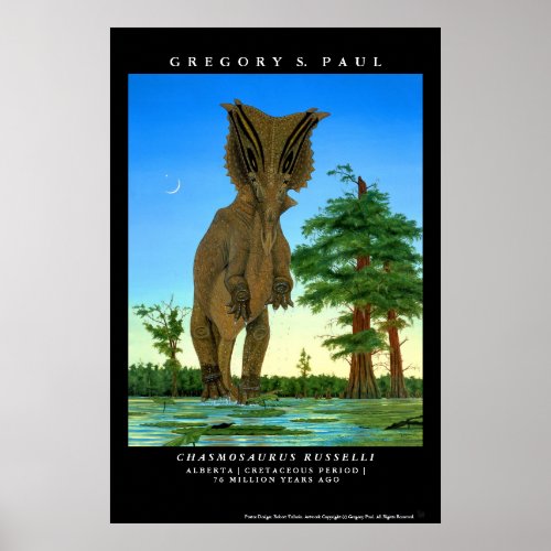 Dinosaur Poster Chasmosaurus Gregory Paul