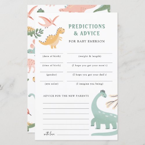 Dinosaur Predictions and Advice