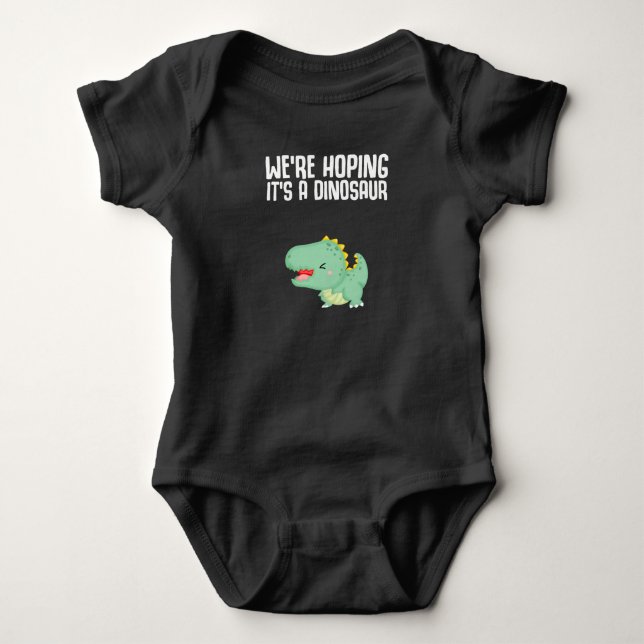 Dinosaur Pregnancy Announcement Dino Joke Baby Bodysuit (Front)