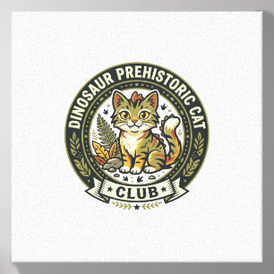 Dinosaur Prehistoric Cat Cat Graphic Tee Art - Din Canvas Photo Tile