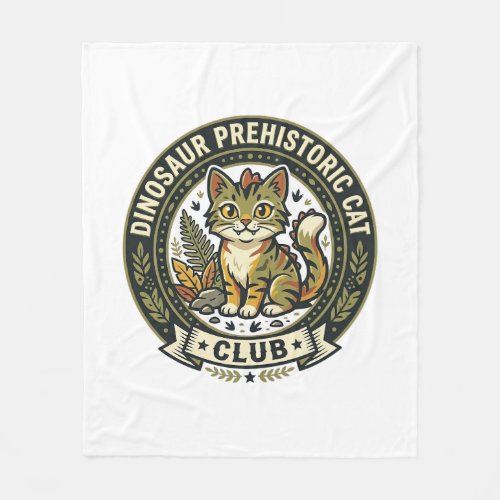 Dinosaur Prehistoric Cat Cat Graphic Tee Art - Din Fleece Blanket