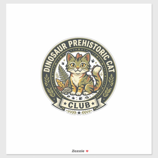Dinosaur Prehistoric Cat Cat Graphic Tee Art - Din Sticker (Sheet)
