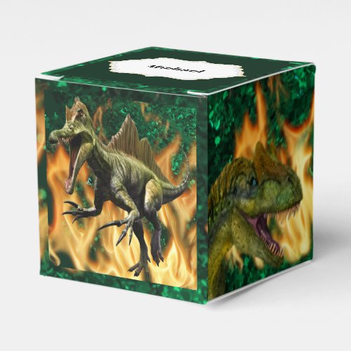 Dinosaur prehistoric jungle fire flames boys name favor boxes
