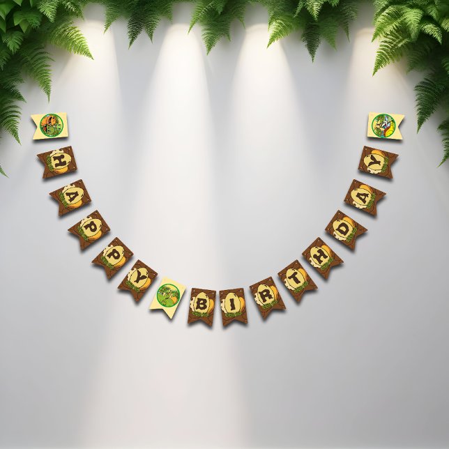 Dinosaur Prehistoric Jurassic Cute Happy Birthday Bunting Flags (Creator Uploaded)