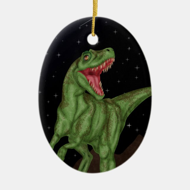 Dinosaur - Prehistoric Night Ceramic Ornament (Front)