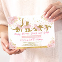 Dinosaur Princess Ballerina Pink Floral Birthday