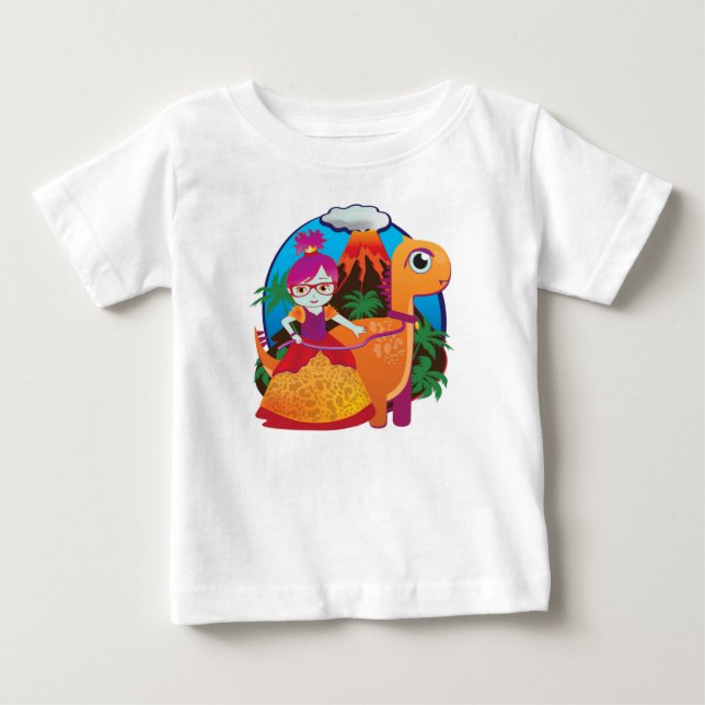 Dinosaur Princess Wearing Glasses Baby T-Shirt (Front)