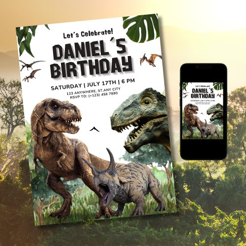 Dinosaur Printable birthday invitation T REX Party