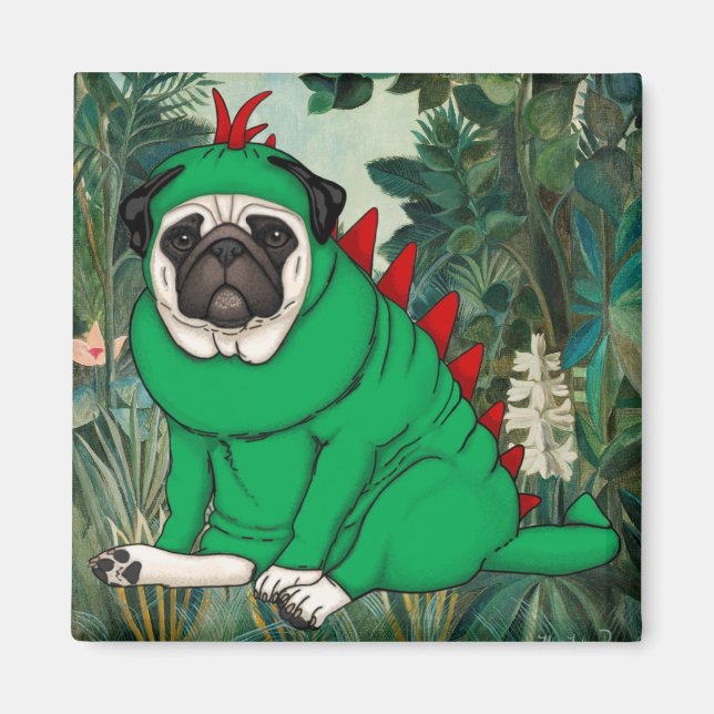 Dinosaur Pug Magnet (Front)