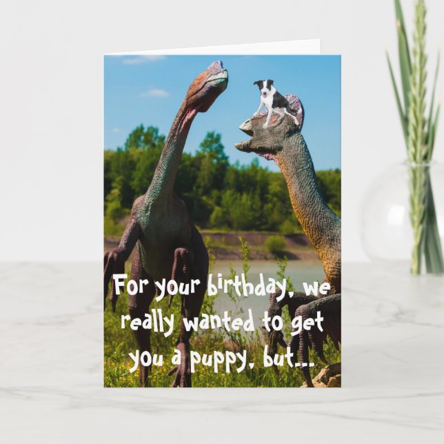 Dinosaur Puppy Humor Card (Front)