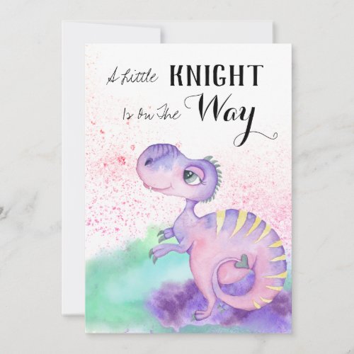 *~* Dinosaur Purple Yellow Dragon Baby Boy Shower Invitation
