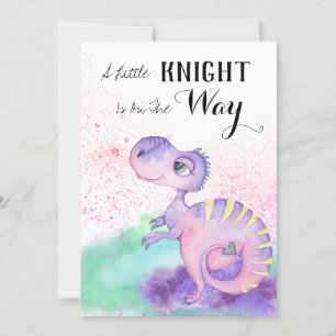 *~* Dinosaur Purple Yellow Dragon Baby Boy Shower Invitation