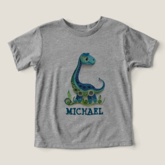Dinosaur Quilling art Style Custom Name Toddler T-shirt